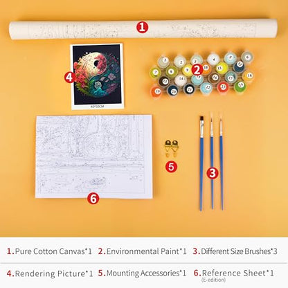TUMOVO Paint by Numbers for Adults Beginner Yin Yang - color: Yin yang