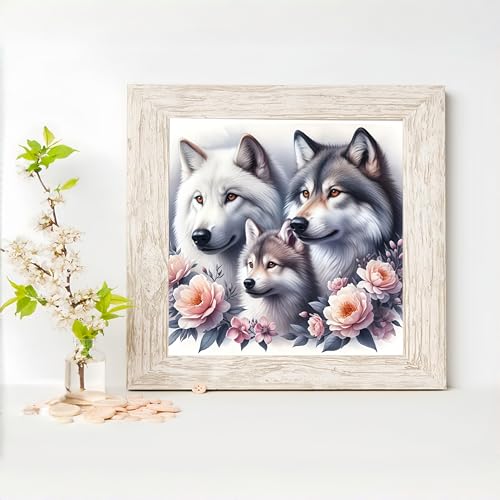 Acelii 5D Diamond Art Kits for Adults Beginners,Wolf Family DIY Full Round Drill Diamond Painting Kits, Paint by Diamonds Dots Gem Art Easy,Home Wall Decor 14X14 Inch - color: KM926-1