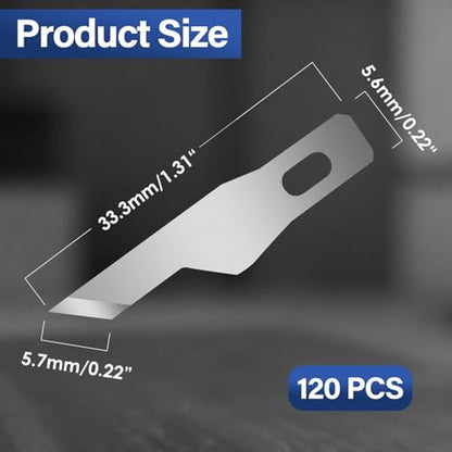 120 Pack Hobby Knife Blades, #16 High Carbon Steel Replacement Blades for Craft & Art, Standard Sharpness Craft Knife Refills for Paper, Fabric & Thin Plastic - style: #16