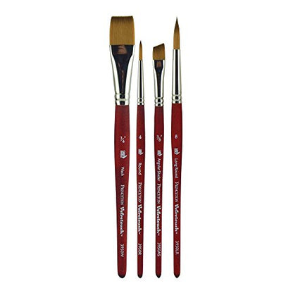 Princeton Velvetouch, Series 3950, Paint Brush for Acrylic, Oil and Watercolor, Set of 4