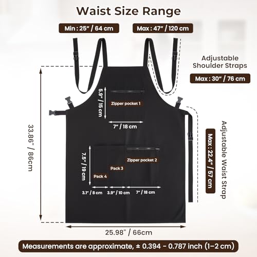 Noverlife Hair Stylist Apron with 4 Pockets, Hair Resistant 34 Inch Long Hairdresser Aprons w/Adjustable Strap for Salon - color: Black Cross Back Hair Styling Apron