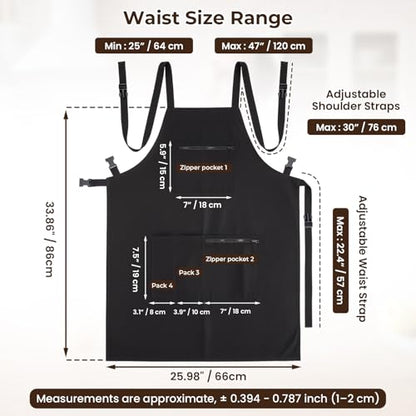 Noverlife Hair Stylist Apron with 4 Pockets, Hair Resistant 34 Inch Long Hairdresser Aprons w/Adjustable Strap for Salon - color: Black Cross Back Hair Styling Apron