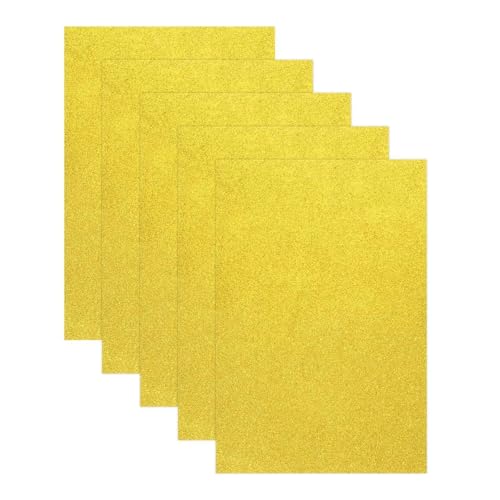 MECCANIXITY 5 Sheets Yellow Shiny Foam Sheets, 8 Inch x 12 Inch Sparkle EVA Foam Handicraft Sheets EVA Paper for Art Crafts Projects, Scrapbook Gift DIY Card Party Decoration - color: Yellow