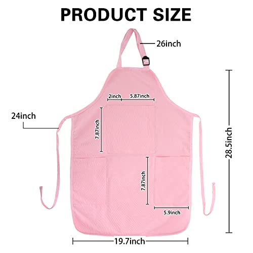FreeNFond Kids Apron Adjustable Child Apron with 4 Pockets for Baking Painting - color: Pink