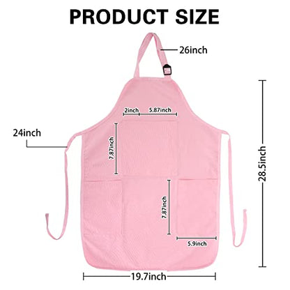 FreeNFond Kids Apron Adjustable Child Apron with 4 Pockets for Baking Painting - color: Pink