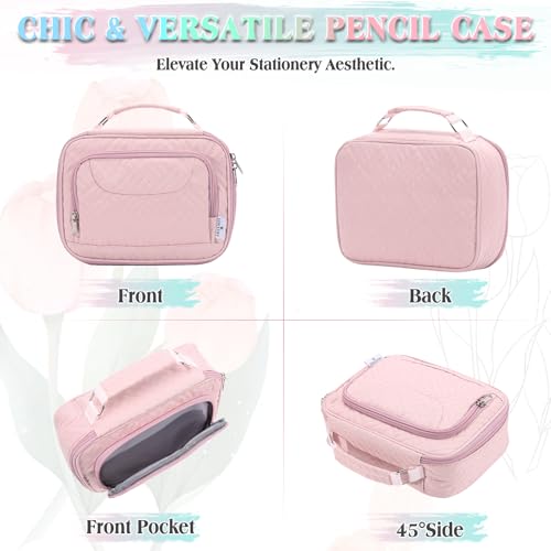 VX VONXURY Large Pencil Case, 54-Slot Colored Pen Pouch 2 Removable Sleeves - color: Pink