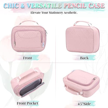 VX VONXURY Large Pencil Case, 54-Slot Colored Pen Pouch 2 Removable Sleeves - color: Pink