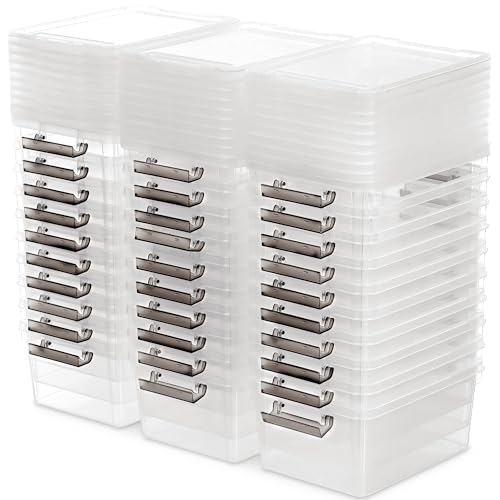 Citylife 30Packs 1.3Qt Small Storage Bins with Lids,Stackable Clear | Plastic Containers for Beads, Buttons, Sewing Supplies, Office Supplies - color: Clear White, size: 1.3 QT(30 Pack)