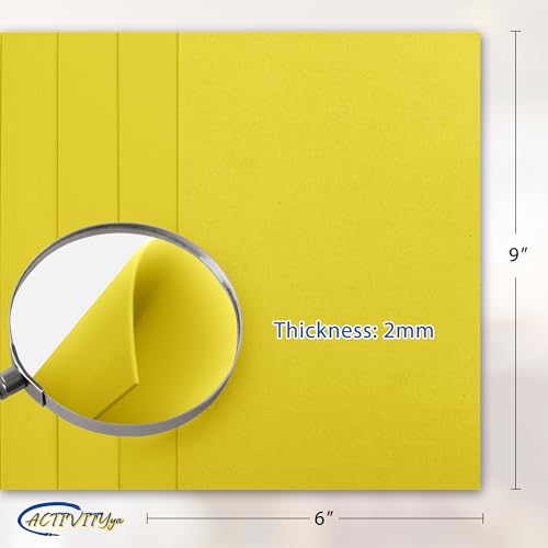 Yellow EVA Foam Sheets, 6 x 9 Inch, 2mm Thick – Foam Paper for DIY Arts and Crafts, School Projects, and More – 8 Pack - color: Yellow