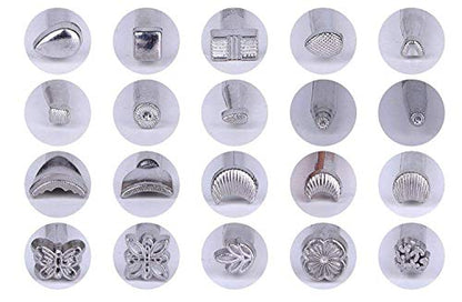 DUJISO 20 PCS Leather Stamping Tool Leather Carving Working Saddle Making Tools DIY Leather Craft Stamps Set DIY Hammer