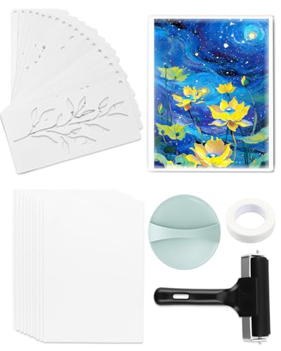 UCEC 32 Pack Gel Plate Printing Kit, Reusable 8x10 Gel Printing Plate - color: Clear-Gel Printing Kit 8×10 Full Set