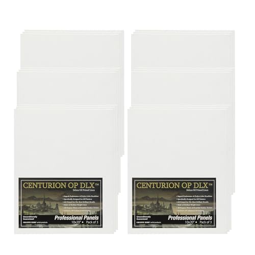 Centurion Deluxe Oil Primed Linen Panel 10"x20" - 18 Panels - Art Supplies for Oil & Alkyd Paintings, Professional Canvas Replacement, Acid-Free Medium Texture, Rigid MDF Painting Boards - size: 10"x20"