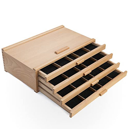Falling in Art Wooden Pastel Storage Box With 4 Removable Drawers - size: 4-Drawer