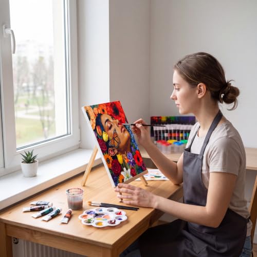 Cholemy 8 Set Paint and Sip Kit for Adults 8'' x 10'' Pre Drawn Canvas with Wooden Easels Acrylic Paint Brushes Wash Cup Palette Apron for Painting DIY Date Night Party Supplies (Butterfly Lady) - style: Butterfly Lady