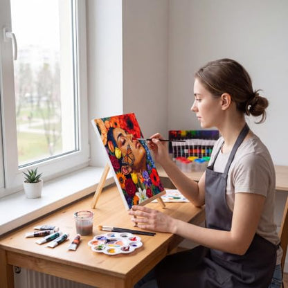 Cholemy 8 Set Paint and Sip Kit for Adults 8'' x 10'' Pre Drawn Canvas with Wooden Easels Acrylic Paint Brushes Wash Cup Palette Apron for Painting DIY Date Night Party Supplies (Butterfly Lady) - style: Butterfly Lady