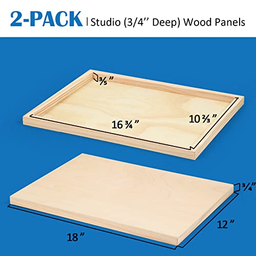 Falling in Art 2 Pack 12x18 Unfinished Birch Wood Panels Kit for Painting | Studio 3/4’’ Deep Wood Canvas, Cradle Boards for Acrylic Pouring, Art, Crafts, Epoxy Resin, Laser Engraving Cutting - size: 12'' x 18''