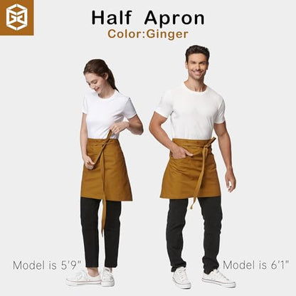Waist Apron for Men Server Bistro Half 4251BY - color: Ginger, size: 1 Pack