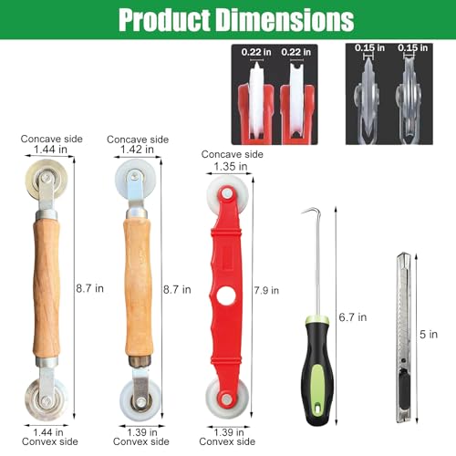 Screen Repair Kit & Window Screen Replacement Kit with Spline Roller Tool, Spline Removal Hook, Screen Cutter - Easy to Use 5-in-1 Tool for Screen Door Repair, Windows, Patio & Sliding Doors - size: 5 in 1