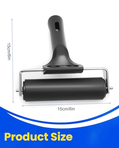 UCEC 6in Brayer Roller for Printmaking, Durable Rubber for Gluing & Paint | Durable Rubber Brayer Roller for Woodworking, Diamond Painting, Block Printing & Crafting, for Gluing Application, Black - color: 6 Inch-Black