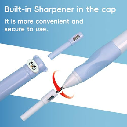 Mechanical Pencils 2.0mm Ergonomic Grip 6Pack with 25 Leads & 2 Erasers | Mechanical Pencil Set for School Supplies Student Writing, Drafting Drawing Sketching, Cute Stationery Kit