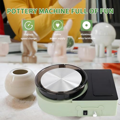 Pottery Wheel Machine with Foot Pedal, 6" Turntable Two-Way Rotation Clay Wheel，Electric Ceramic Forming Machine with Detachable Basin,DIY Clay Potter's Wheel Kit for Kids and Beginners Adults at Home