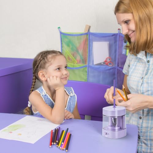 Deli Electric Pencil Sharpener, Automatic Pencil Sharpeners, Purple | Suitable for No.2 Pencils Colored Pencils, USB & Battery Operated Pencil Sharpener for School, Home, Office, Classroom - color: Purple