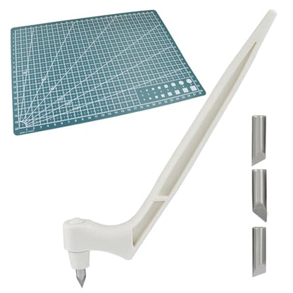 White Craft Cutting Tools, Craft Cutting Knives | 3 Different 360 Degree Rotating Blades, Cutting Mat, Stainless Steel Cutter Pen, For Stencils Scrapbooks DIY Crafts - color: White