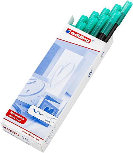 Edding e-1340 Felt-Tip Pens Pack of 10 with Flexible Tip green - color: 04: 10 Pens - Green