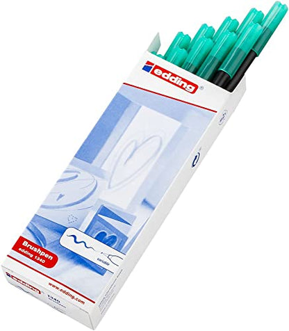 Edding e-1340 Felt-Tip Pens Pack of 10 with Flexible Tip green - color: 04: 10 Pens - Green