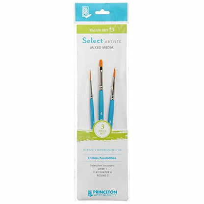 Princeton Select Artiste Brush Set No. 3, Synthetic, 3 Piece, 1 Count - size: SET 3- 3 BRUSH SET