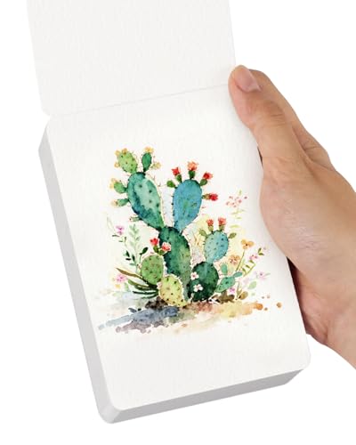 LIGHTWISH Mini Watercolor Sketchbook 60 Sheets 100% Cotton 3.5X 5.1 inch Cold Press 300gsm/140lb,Mini Travel Small Watercolor Book Square Painting Notebook Tearable Art Paper Sketchbook - size: 3.5*5.1in