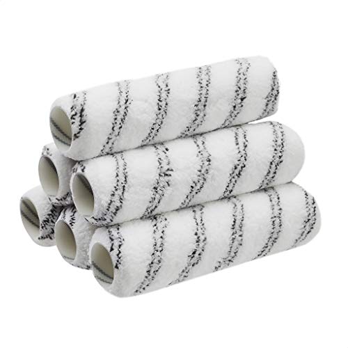 Amazon Basics Microfiber Paint Roller Covers for Painting Walls, Smooth Finish, Washable, 9" x 3/8", 6-Pack - size: 6 Pack