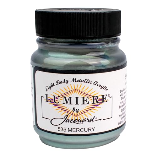 Jacquard Lumiere 2.25oz Fabric Paint Mercury - Metallic Paint for Fabric Paper Wood Ceramic and Metal - Light-bodied Metallic Acrylic Paint - Lightfast & Vibrant Metallic Acrylic Paints - color: Mercury, size: 2.25 Fl Oz (Pack of 1)