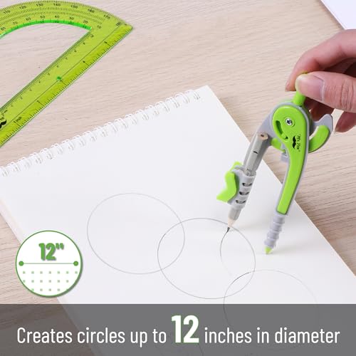 Mr. Pen- Geometry Compass and Protractor Set, 6 Inch Compass - color: Light Green, size: 1 Set