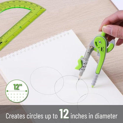 Mr. Pen- Geometry Compass and Protractor Set, 6 Inch Compass - color: Light Green, size: 1 Set