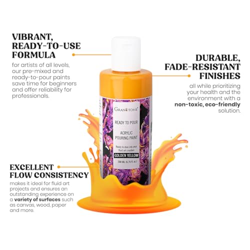 GRANOTONE Pouring Paint Golden Yellow 6.76 fl oz 200 ml - color: GOLDEN YELLOW