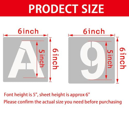 5 Inch Letter Stencils Kit, Alphabet Art Craft Stencils, Reusable Plastic Letters and Numbers Stencil Set for Wood, Wall, Fabric, Rock, Signage and Christmas DIY Art Projects (White, 36 Pcs) - size: Font Sizes:5 Inch