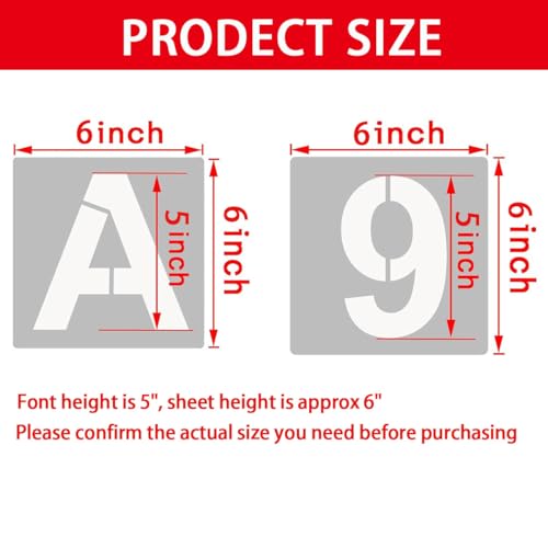 5 Inch Letter Stencils Kit, Alphabet Art Craft Stencils, Reusable Plastic Letters and Numbers Stencil Set for Wood, Wall, Fabric, Rock, Signage and Christmas DIY Art Projects (White, 36 Pcs) - size: Font Sizes:5 Inch