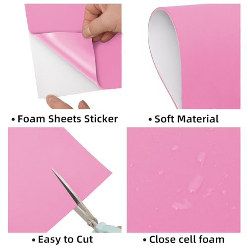 MEARCOOH Self Adhesive Foam Sheets, Pink 9x12 Inch 2mm Sticky Eva Foam Paper for Crafts Cardmaking Photo Frames Classroom Scrapbooking Christmas Crafts (Pink 10 Sheets) - color: Pink Self-adhesive, size: 9X12in-2mm