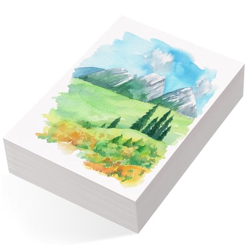 80 Sheets Watercolor Paper Bulk, 110 lb/230 GSM Cold Press Paper White Water Color Paper for Kids Child Students Adults Artists Drawing Wedding Gift Cards(4 x 6 Inch) - size: 4 x 6Inch