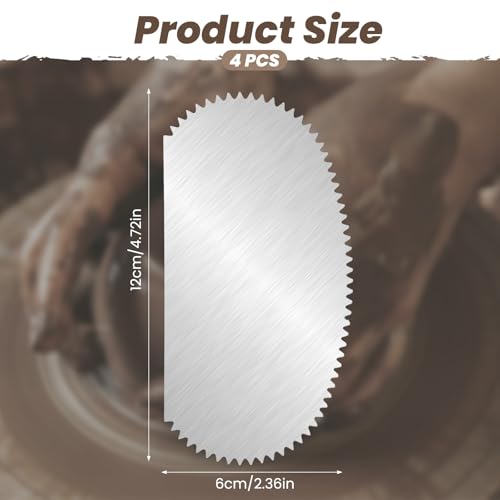 4 PCS Stainless Steel Pottery Ribs, Metal Ribs for Pottery, Silver Pottery Rib Clay Scoring Tools, Serrated Metal Scraper Ceramic Tool for Sculpture
