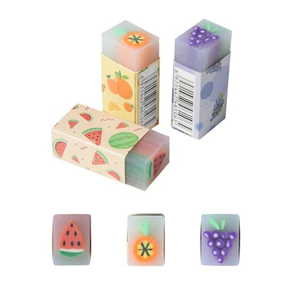 HILAZA 18Pcs Cute Fruit Erasers for Kids Bulk, Kawaii Fun Pencil Jelly Erasers for School Classroom Supplies Prize Gifts Party Favors - style: FRUIT