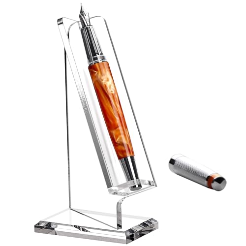 YUXUN Acrylic Pen Holder Display Stand - 30° Tilt Angle | Single Pen Display Stand Multi-Functional Clear Pencil & Makeup Brush Organizer for Office, School, Home and Exhibition -1PC - size: Tilted Pen Stand