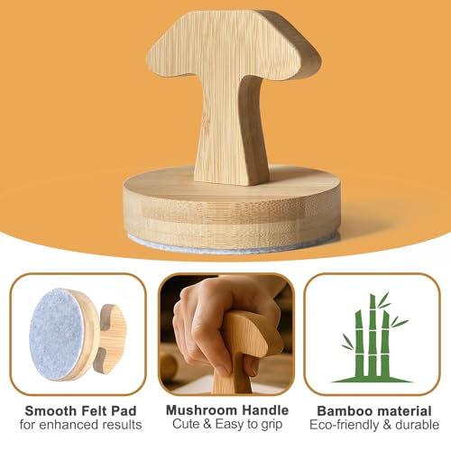 Bamboo Baren for Printing Comfortable Handle for Pressure Smooth Linocut Blanket Press Stamp Embossing Tool Bottom Ideal for Block Printing, Crafting, Scrapbooking Art Supplies