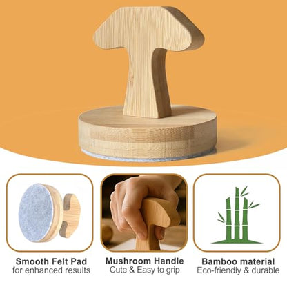 Bamboo Baren for Printing Comfortable Handle for Pressure Smooth Linocut Blanket Press Stamp Embossing Tool Bottom Ideal for Block Printing, Crafting, Scrapbooking Art Supplies