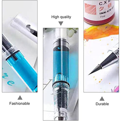 NUOBESTY 15 Pcs Refillable Watercolor Brush Pens for Calligraphy Painting Drawing with Transparent Body and Large Ink Capacity