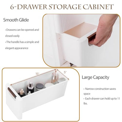 POWERSTONE 5-Drawer Plastic Storage Cart, Narrow Organizer Rolling Cart with 4 Wheels, Space-Saving Slim Mobile Utility for Bathroom, Office & Classroom - size: 36"H 5 Drawer