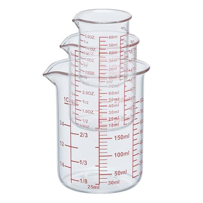 Ackers BORO3.3 Glass Measuring Cups with Spouts, 3-Piece Set, 60/120/250 ml - size: 60ml/120ml/250ml Measuring Cup Set