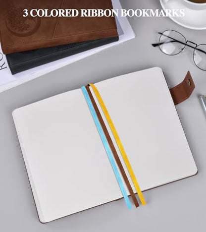 PAIBAS Blank Journal Notebook, A5 Hardcover Leather Sketchbook with 200 Pages Thick Blank Paper for Men Women, Unlined Drawing & Writing Journal, 5.9" x 8.4" Plain Notebook (dark brown) - color: Dark Brown, size: Blank Page