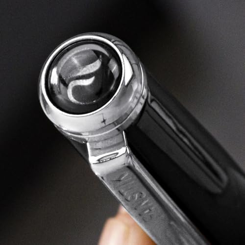 FANSTIK Customized Black & Silver Luxury ballpoint pen, fancy gift set for women, Chrome Finish, Professional executive pen gift set for men (Lux Custom-BallPoint Black-Silver) - color: B Cust-BallPoint Black-Silver
